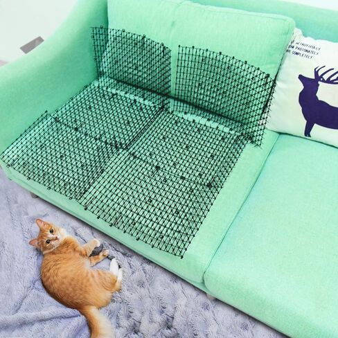 Pomeat 10 PCS Scat Mat for Cats Indoor 16" x 12" with Spikes Sprickle, Digging Deterrent for Dogs, Outdoor for Garden and Fence with 7 Staples in Kuwait