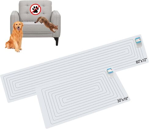 SEERWAY Scat Pet Shock Mat 2 حزم، منصات الصدمات للكلاب والقطط التدريب في الأماكن المغلقة، حصيرة طارد الكهربائية تبقي الحيوانات الأليفة بعيدا عن الأريكة، أريكة، كونترتوب، 3 أوضاع، 2 قطعة مختلفة الحجم، تعمل بالبطارية in Kuwait
