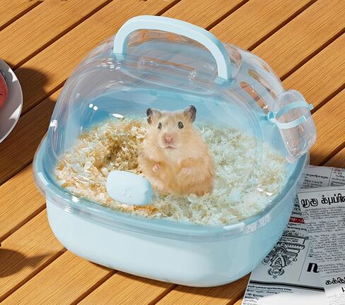 Small Animal Carrier Cage with Water Bottle, Portable Hamster Travel Case in Saudi Arabia