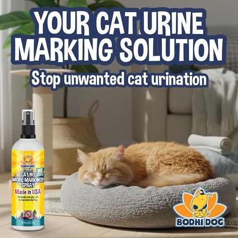 Bodhi Cat No More Marking! Spray - Indoors & Outdoors Cat Urination Deterrent - Neutralizes Strong Odors from Marking - Pet-Safe Formula for Everyday Use - Made in USA (8 Fl Oz) in Kuwait