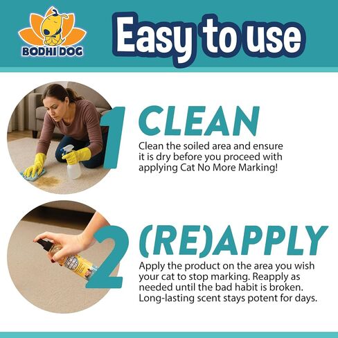 Bodhi Cat No More Marking! Spray - Indoors & Outdoors Cat Urination Deterrent - Neutralizes Strong Odors from Marking - Pet-Safe Formula for Everyday Use - Made in USA (8 Fl Oz) in Kuwait
