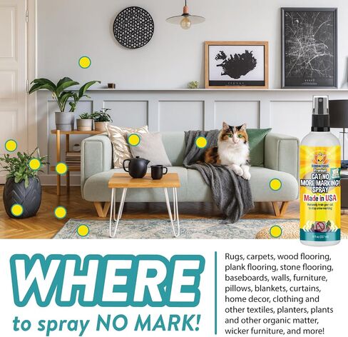 Bodhi Cat No More Marking! Spray - Indoors & Outdoors Cat Urination Deterrent - Neutralizes Strong Odors from Marking - Pet-Safe Formula for Everyday Use - Made in USA (8 Fl Oz) in Kuwait