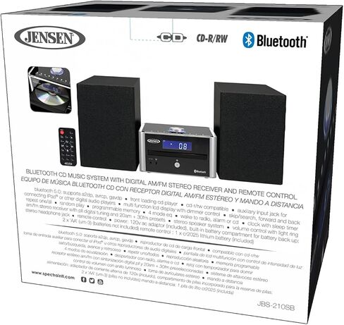 نظام موسيقي سي دي ستيريو 3 قطع JBS-210 JBS-210 3 قطع 4 وات مع بلوتوث ومستقبل رقمي AM/FM ومكبر صوت وجهاز تحكم عن بعد in Kuwait