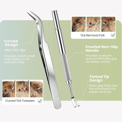 MEDUWEDU 16-Piece Professional Tick Removal Tool Kit, Stainless Steel Tick Remover Tweezers, Hooks & Accessories for Dogs, Cats & Humans, Outdoor Camping Essentials in Kuwait