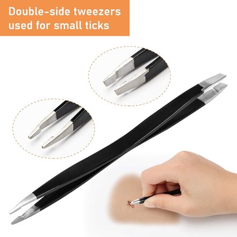 COITEK 3 in 1 Tick Remover Kit, Black Tick Remover Tweezers Stainless Steel Tick Remover Tools Set for Pet Dog, Cat, Human with Storage Box (Black) in Saudi Arabia