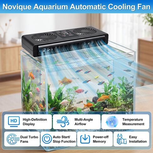 Aquarium Auto Temperature Control Chiller Fan Ultra-Quiet Fish Tank Cooler Fan Cooling Effect 3-8°F with Temperature Probe & LCD Display for Axolotl Betta Aquariums in Saudi Arabia