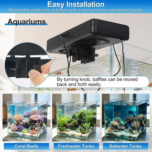 Aquarium Auto Temperature Control Chiller Fan Ultra-Quiet Fish Tank Cooler Fan Cooling Effect 3-8°F with Temperature Probe & LCD Display for Axolotl Betta Aquariums in Saudi Arabia