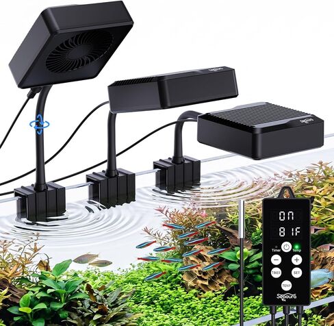 SEAOURA Aquarium Chiller Fan, Cooling for Fish Tank with 10 Speeds & Timer in Kuwait