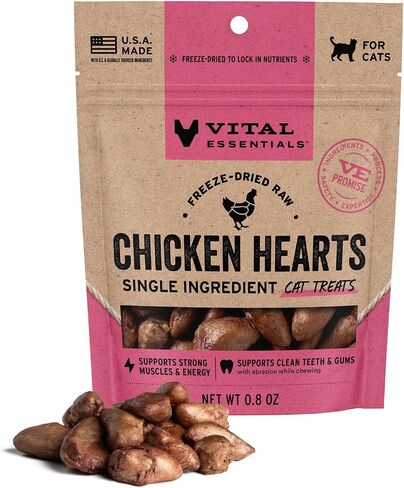 Vital Essentials Freeze Dried Raw Chicken Hearts Cat Treats, 0.8 oz Bag in Kuwait