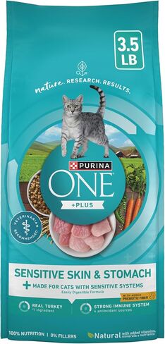 Purina ONE Sensitive Skin and Stomach Dry Cat Food 16 lb Bag in Kuwait