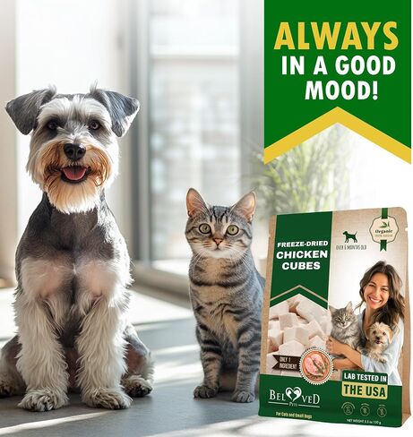 Beloved Pets Dog & Cat Treats Freeze Dried Chicken Cubes 5.3 oz - All Natural Meat Raw Pet Food - Human Grade High-Protein Snacks & Grain-Free Jerky Chews for Cats and Small Dogs in Kuwait