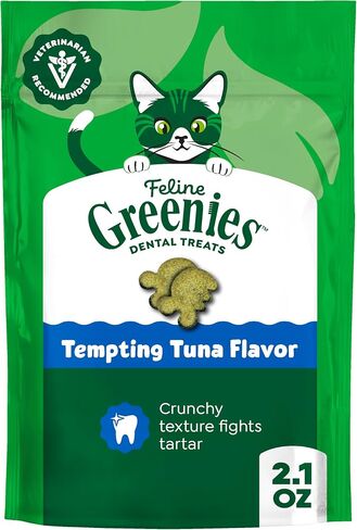 Greenies Cat Treats، علاجات الأسنان الطبيعية للبالغين التي يوصي بها الأطباء البيطريون، نكهة التونة المغرية، 9.75 أونصة. حوض in Kuwait