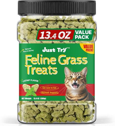 Just Try Cat Grass Treats for Indoor Cats Hairball Control 13.4 OZ in Kuwait