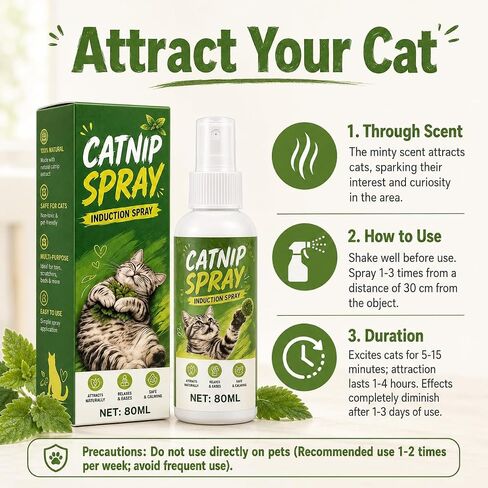 Catnip Spray for Cats – 100% Natural Catnip Spray, Boosts Playfulness & Helps Reduce Stress, Refreshes Toys, Encourages Scratching on Cat Scratchers, Mess-Free Training Spray-2.71 Fl Oz in Kuwait