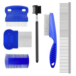 Evollax Flea Lice Comb – 6 Pack Flea Comb for Cats Dogs Remove Fleas Lice Eggs Stainless Steel Cat Dog Grooming Comb | Tear Stain Remover Dog Eye Comb | Dematting Comb for Dogs Ideal for all pet Size in Kuwait