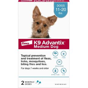 K9 Advantix Flea, Tick & Mosquito Prevention for Dogs 11-20 lbs. | Flea Drops for Medium Dogs | Apply Monthly | 2 Treatments in Kuwait