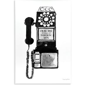 Stupell Industries Dial in Case of Fashion S.O.S. Vintage Telephone, Designed by Mercedes Lopez Charro Wall Plaque, 10 x 15, White in Saudi Arabia
