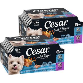Cesar Loaf & Topper Wet Dog Food, Variety Pack, 3.5 oz, 24 Count in Saudi Arabia