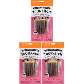 TRURANCH Large Pork Skin Rolls - Chicken-Wrapped Jerky Collagen Rolls - Collagen Chews for Dogs - Real Pork Skin - Rawhide Alternative - Easy to Digest Treat, 1 Bag, 2 Count (Pack of 3) in Saudi Arabia