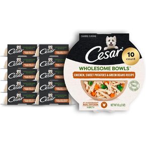 Cesar Wholesome Bowls Adult Wet Dog Food,Beef,Chicken,Purple Potatoes & Carrots,Wet Food for Dogs,3 Oz. Bowls,10 Count (Pack of 2) in Saudi Arabia