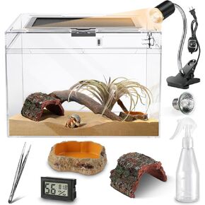 HELIME Reptile Tank 7 Piece Starter Kit with Escape Proof Locking Lid Small in Kuwait