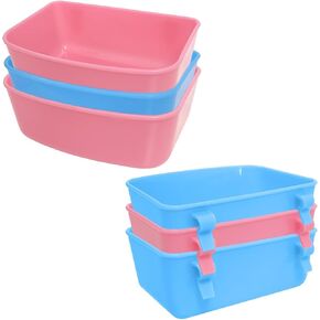 6 Pack Feeder (Blue, Pink), Hanging Feeder,Food and Water Container, Bath Water Bowl Universal for Birds Hamsters Mice Rats Rabbit Guinea Pig Small Pets (S) (S) in Kuwait
