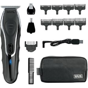 Wahl Aqua Blade Rechargeable Wet/Dry Lithium Ion Deluxe Trimming Kit with 3 Interchangeable Heads for Detailing, & Grooming Beards, Mustaches, Stubble, Ear, Nose, & Body – Model 9899-100 in Kuwait