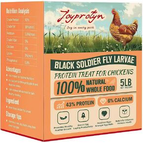 5LB Non-GMO Dried Black Soldier Fly Larvae for Chickens – 85X More Calcium Grubs Than Mealworms for Strong Eggshells & Healthy Growth - High Protein for Chickens, Birds, Ducks, Geese & Pets in Kuwait
