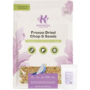 Freeze-Dried Chop & Seeds for Parakeet | Low Fat Food with Beta-Carotenoids, Calcium & Iodine | All Natural for Budgies & Small Parrots | Feather & Bone Health (2 lbs) in Kuwait