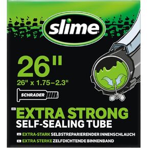Slime 30045 Bike Inner Tube with Slime Puncture Sealant, Extra Strong, Self Sealing, Prevent and Repair, Schrader Valve, 26" x 1.75-2.125" in Kuwait