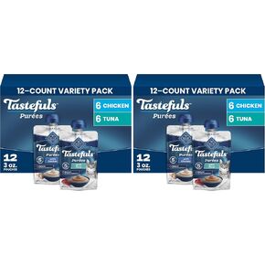 Blue Buffalo Tastefuls Purees Variety Pack Cat Food Topper, 3 oz, 12 ct in Kuwait