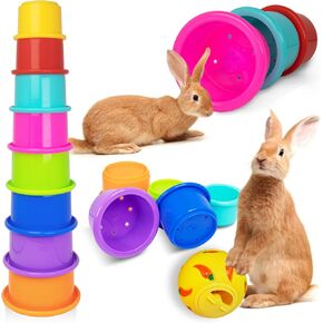 8 Pcs Stacking Cups for Rabbits, Colorful Bunny Toys for Rabbits and Small Animals, Nesting Rabbit Toys of Different Sizes, Bunny Stacking Cups for Hiding Food and Playing in Kuwait