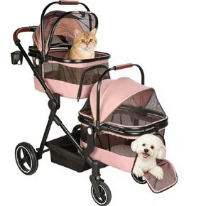 Foldable Double Pet Stroller for 2 Small Medium Cats Dogs in Saudi Arabia