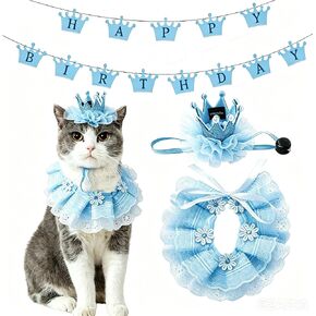 Cat Princess Costumes Pink Cat Crown Hat & Lace Bandana Scarf Set in Kuwait