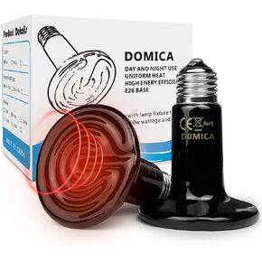 DOMICA 150W 2 Pack Reptile Heat Bulb, Beared Dragon Ceramic Heat Emitter, E26 No Light Night Use Heater Bulbs for Turtle, Lizard, Snake, Amphibians, Pet Brooder Coop Chicken (150W-Large Tank) in Kuwait