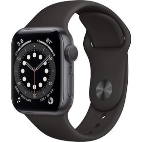 Apple Watch Series 6 (GPS + Cellular، 40 ملم) - هيكل من الألومنيوم باللون الأزرق مع حزام رياضي باللون الأزرق الداكن (متجدد) in Kuwait