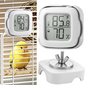 Bird Temperature and Humidity Monitor with Magnet Protective Case Digital Thermometer Hygrometer for Parakeet Hamster Hamsters Rabbits Cat Cage (White) in Kuwait