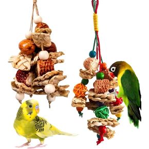 2pcs Bird Toys for Parakeets,Parrot Cage Chewing Hanging Toy in Kuwait