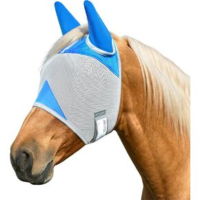 Horse Fly Mask with Ears, UV Block Breathable Mesh (Blue, L) in Kuwait