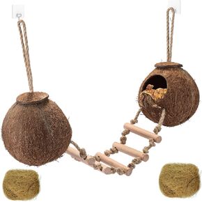 HERCOCCI Gecko Tank Accessories, Hermit Crab Toys Coconut Shell in Saudi Arabia