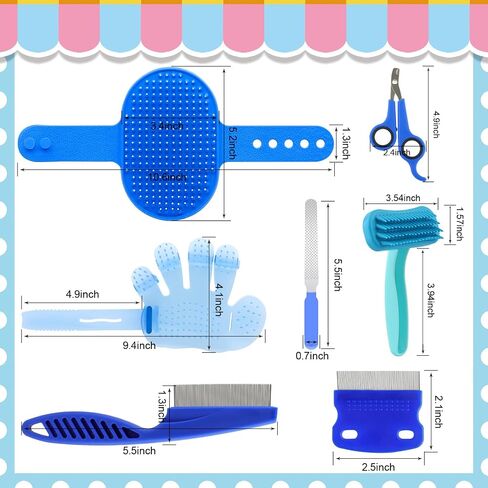 Rabbit Grooming Kit, Rabbit Brush for Shedding with Bunny Nail Clipper, Rabbit Nail Trimmers with Pet Combs for Hamster Guinea Pig Ferret by KALAMANDA(Pink) in Kuwait