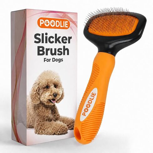 Poodle Pet Slicker Brush - For Dogs, Cats, and Rabbits - Removes Matted Fur, Knots, and Loose Hair - Suitable for Grooming Doodles and Goldendoodles with Short or Long Hair in Saudi Arabia