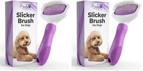 Poodle Pet Slicker Brush - For Dogs, Cats, and Rabbits - Removes Matted Fur, Knots, and Loose Hair - Suitable for Grooming Doodles and Goldendoodles with Short or Long Hair in Kuwait