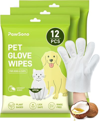 PawSono 36 Count Pet Wipes for Dogs & Cats, Glove Design, Coconut Scent in Saudi Arabia