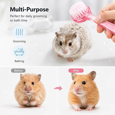 3Pcs Hamster Bath Brush and Comb Soft Cleansing Brush for Guinea Pig, Rats, Chinchilla, Bunny, Turtle Small Animal Grooming Tool Cleaning Supplies in Kuwait