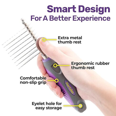 Hertzko Grooming Dematting Comb for Pets - Removes Mats and Tangles - Ideal Dematting Comb for Dogs and Cats - Grooming Tool for All Fur Types - Easy to Use and Clean - Stainless Steel in Kuwait