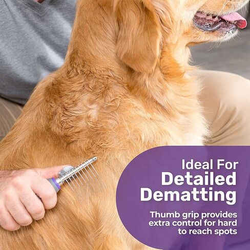 Hertzko Grooming Dematting Comb for Pets - Removes Mats and Tangles - Ideal Dematting Comb for Dogs and Cats - Grooming Tool for All Fur Types - Easy to Use and Clean - Stainless Steel in Kuwait