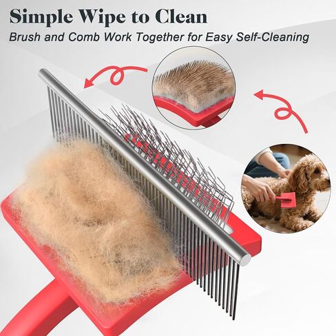 2PCS Slicker Brush for Dogs & Pet Comb,Professional Dog Grooming Brush (Red, Large) in Saudi Arabia