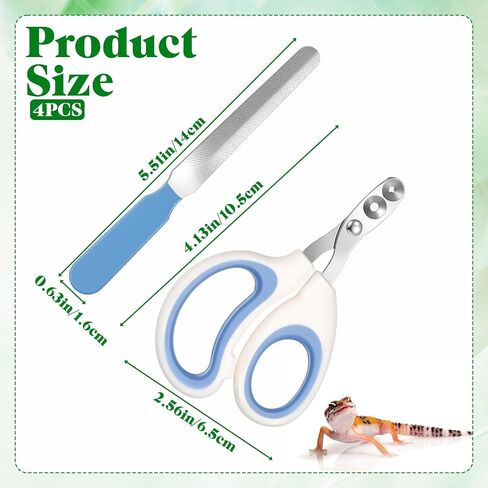 2 Pcs Stainless Steel Bearded Dragon Nail Clippers Professional Lizard Nail File, Reptiles Supplies, Pet Grooming Tool, Turtles Chameleon Trimmer, Precise Angled Edges, for Lguana Hedgehog in Kuwait