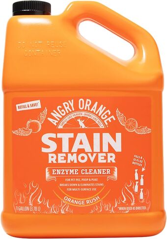 ANGRY ORANGE 1 Gallon Enzyme Cleaner and Deodorizer, Pet Stain and Odor Remover for Dog & Cat Urine and Stains - Orange Rush Scent, Made in USA in Saudi Arabia